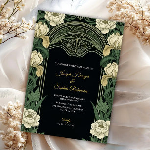 Invitation de mariage élégante avec des fleurs orn