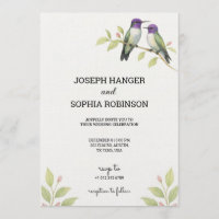 Invitation de mariage élégante avec deux oiseaux