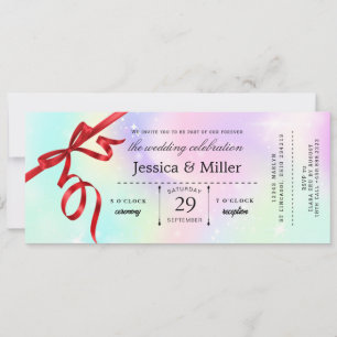 Invitation de mariage élégante avec ruban rouge