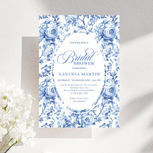 Invitation de mariage élégante avec toile de Jouy