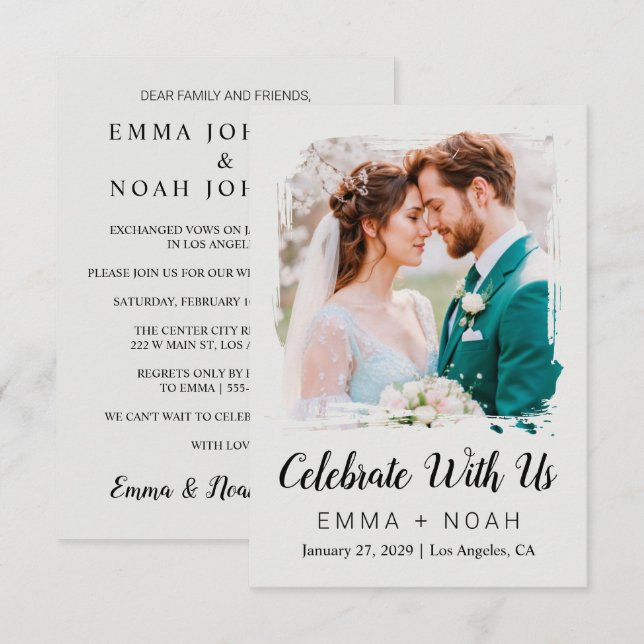 Invitation de mariage élégante classique pour la r (Devant / Derrière)