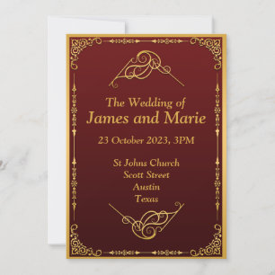 Invitation de mariage élégante, défilement or