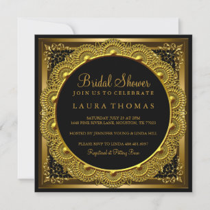 Invitation de mariage élégante dorée et noire avec