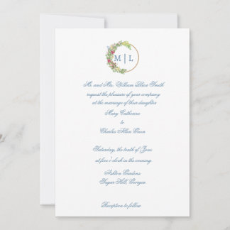 Invitation de mariage élégante en bleu