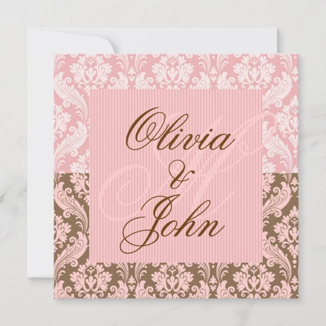 Invitation de mariage élégante en DAMASK BRUN & RO (Devant)