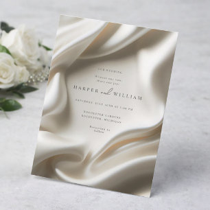Invitation de mariage élégante en satin ivoire