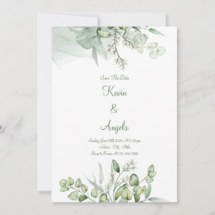 Invitation de mariage élégante et florale verte po