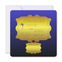 Invitation de mariage élégante et royale bleue mod