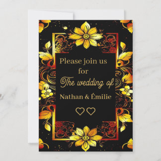 Invitation de mariage élégante et royale dorée et 