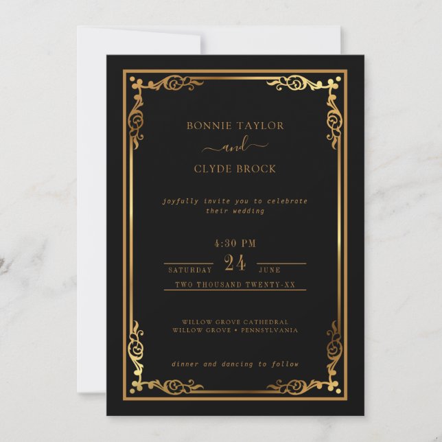 Invitation de mariage élégante et stylée avec une  (Devant)