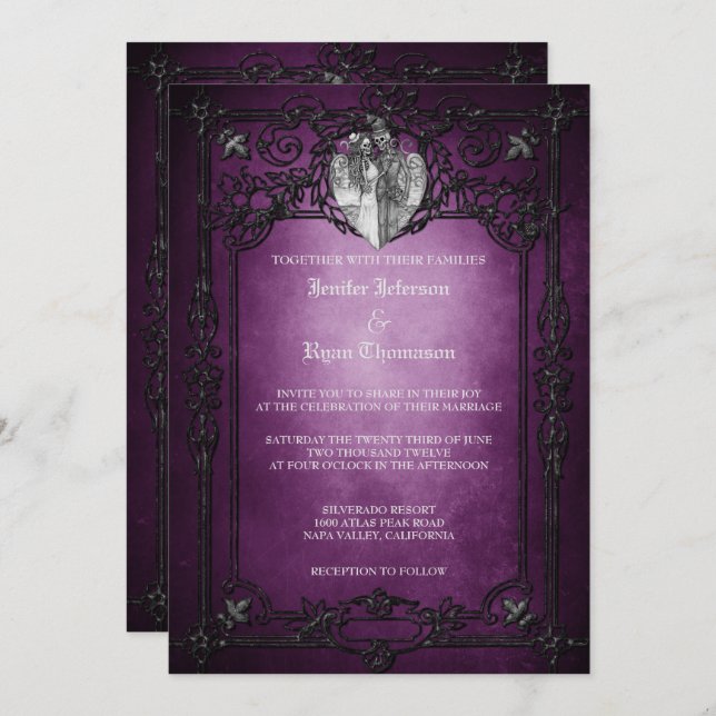 Invitation de mariage élégante gothique Halloween (Devant / Derrière)