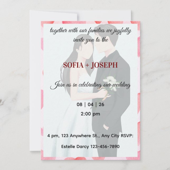 Invitation de mariage élégante, Mariée moderne et  (Devant)