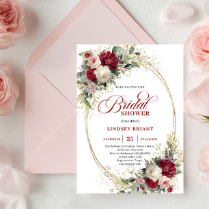 Invitation de mariage élégante Marsala Floral Gold