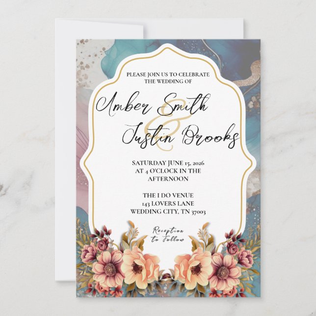 Invitation de mariage élégante - Modèle modifiable (Devant)
