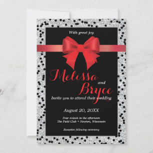 Invitation de mariage élégante noire et rouge