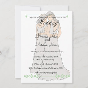 Invitation de mariage élégante pour deux mariées