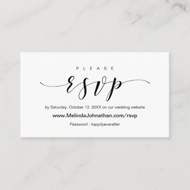 Invitation de mariage élégante, réponse RSVP en li (Devant)