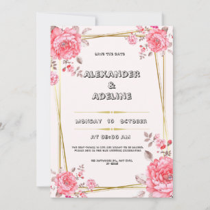 Invitation de mariage élégante rose et blanc