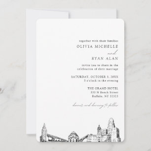 Invitation de mariage élégante sur la skyline de B