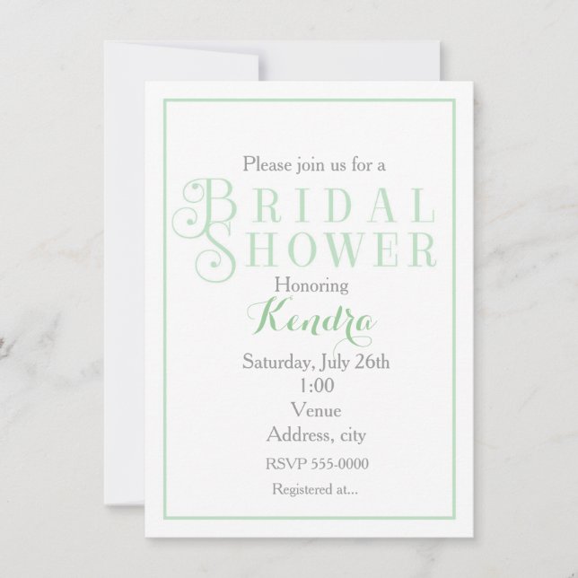 Invitation de mariage élégante vert sauge (Devant)