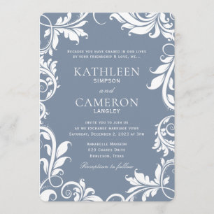Invitation de mariage élégante Vins (bleu-duché)