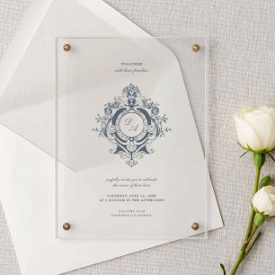Invitation de mariage en acrylique à crête baroque