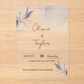 Invitation de mariage en acrylique élégante et bot