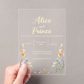 Invitation de mariage en acrylique florale