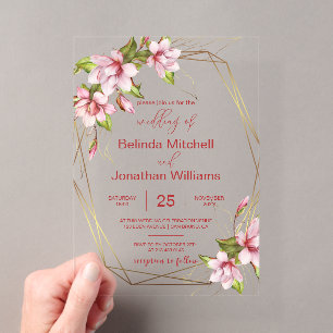 Invitation de mariage en acrylique florale Magnoli