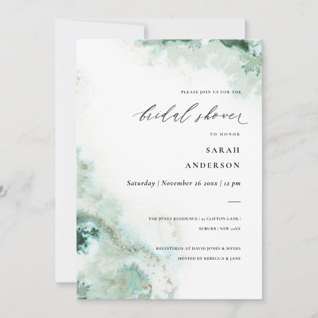 Invitation de mariage en agate verte émeraude arge (Devant)