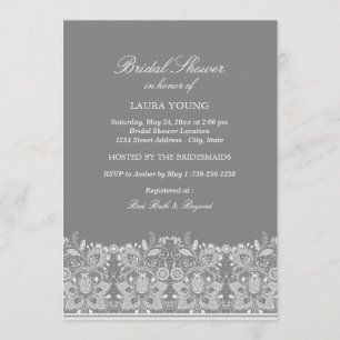 Invitation de mariage en dentelle grise et blanche