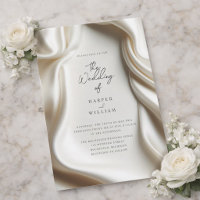 Invitation de mariage en satin blanc élégant