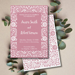Invitation de mariage en Talavera mexicaine rose