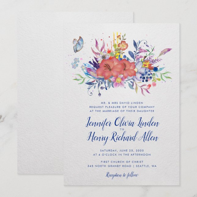 Invitation de mariage enchantée (Devant / Derrière)