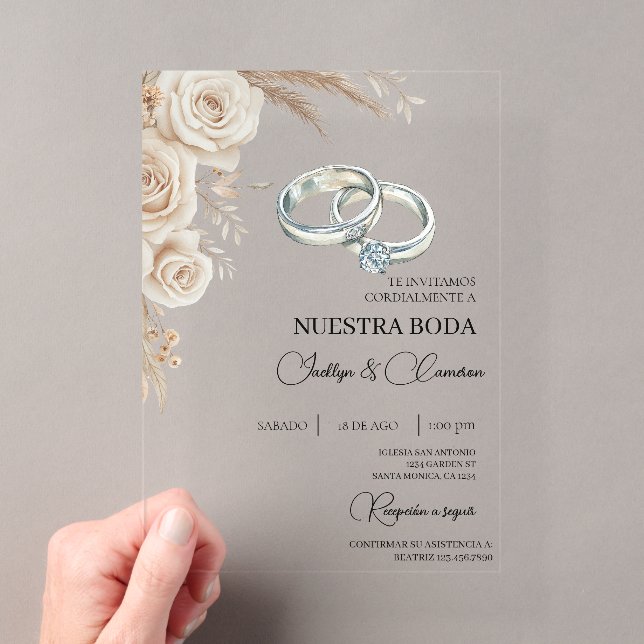 Invitation de mariage espagnole bohème florale (In situ (ordinateur de poche))