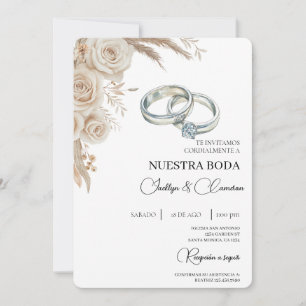 Invitation de mariage espagnole florale boho