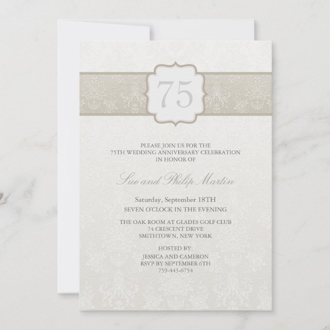 Invitation de mariage et d'anniversaire de mariage (Devant)