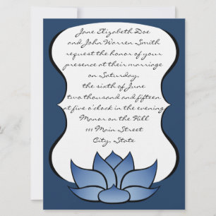 Invitation de mariage Exquisite Lotus en bleu