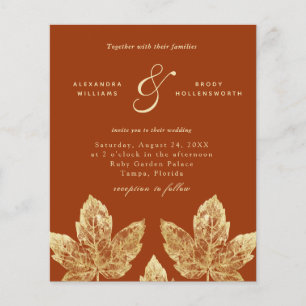 Invitation De Mariage Feuille Burnt Orange Et Gold