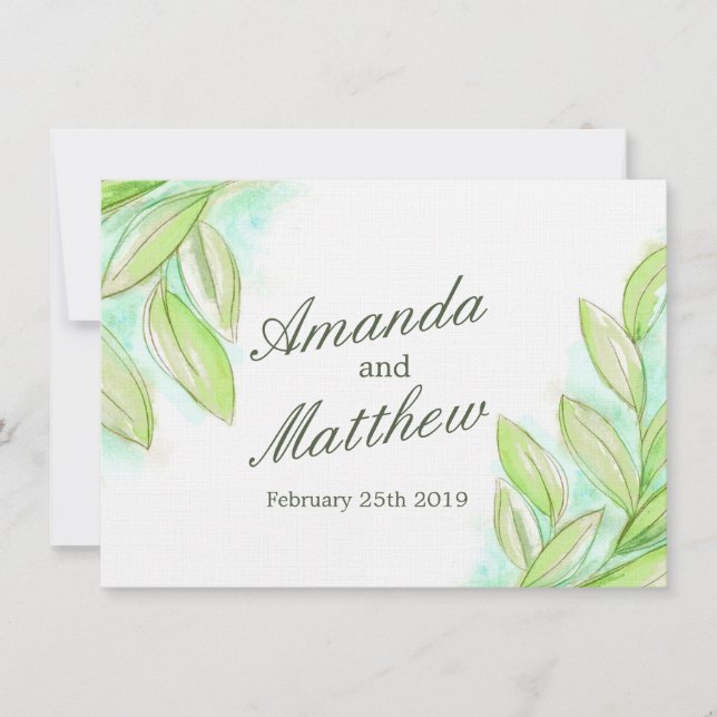Invitation de mariage feuille simple à ressort d'a (Devant)