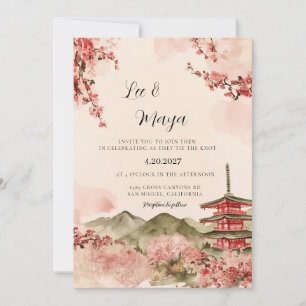 Invitation de mariage Fleur de cerisier japonaise 