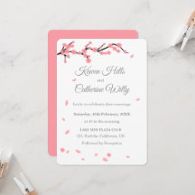 Invitation de mariage Fleur de cerisier rose Flora