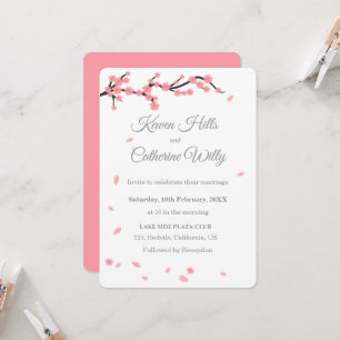 Invitation de mariage Fleur de cerisier rose Flora
