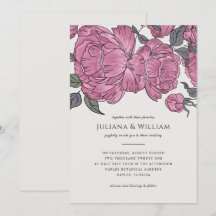 Invitation de mariage Fleurs de Pivoines Vintage