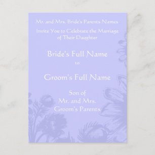 Invitation de mariage - Fleurs vintage bleu perven
