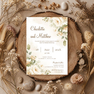 Invitation de mariage floral bohème