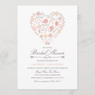 Invitation de mariage floral cœur Pretty