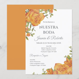 Invitation de mariage floral en espagnol