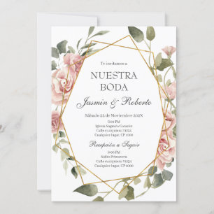 Invitation de mariage floral en espagnol
