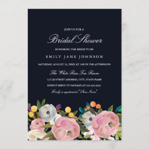Invitation de mariage Floral Garden Rose Bleu